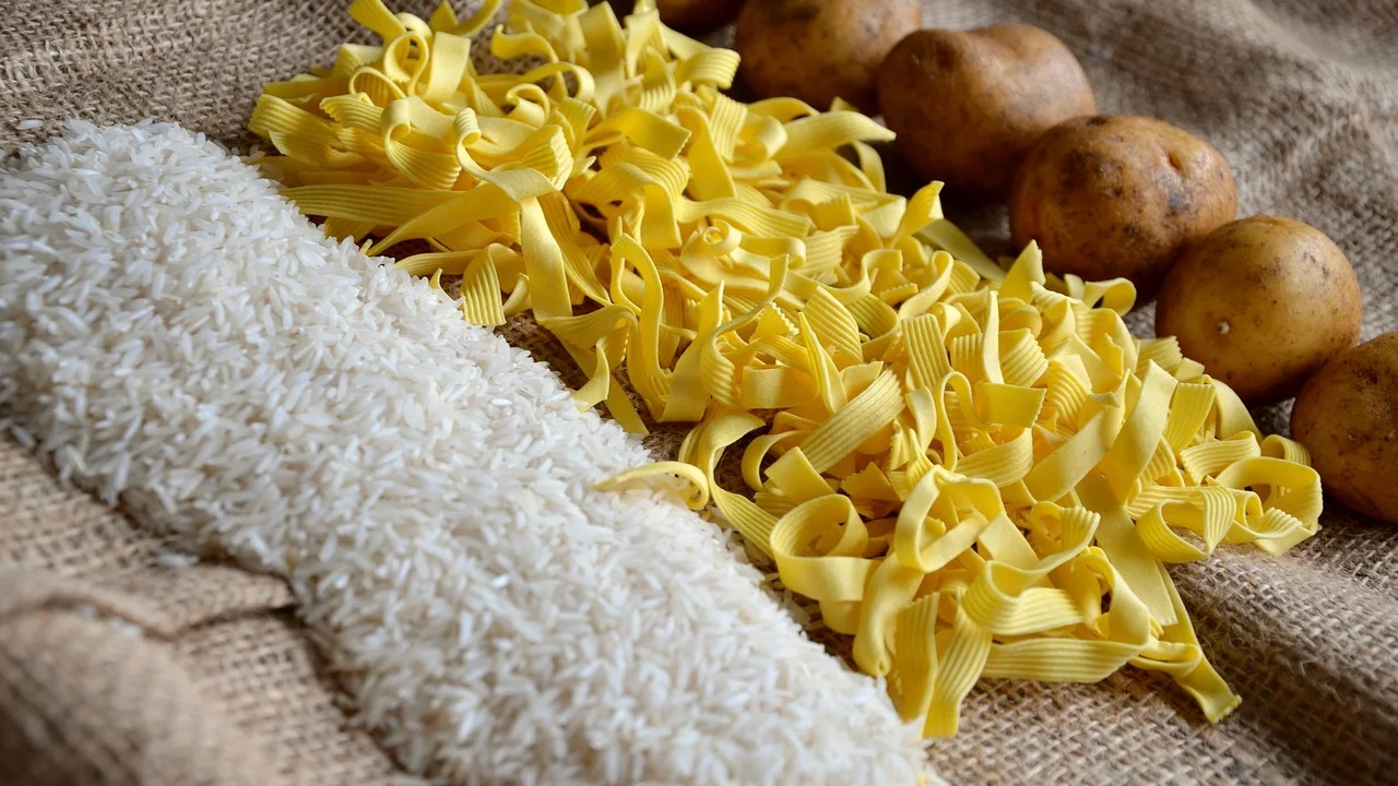 Medida de arroz integral e água antes do cozimento