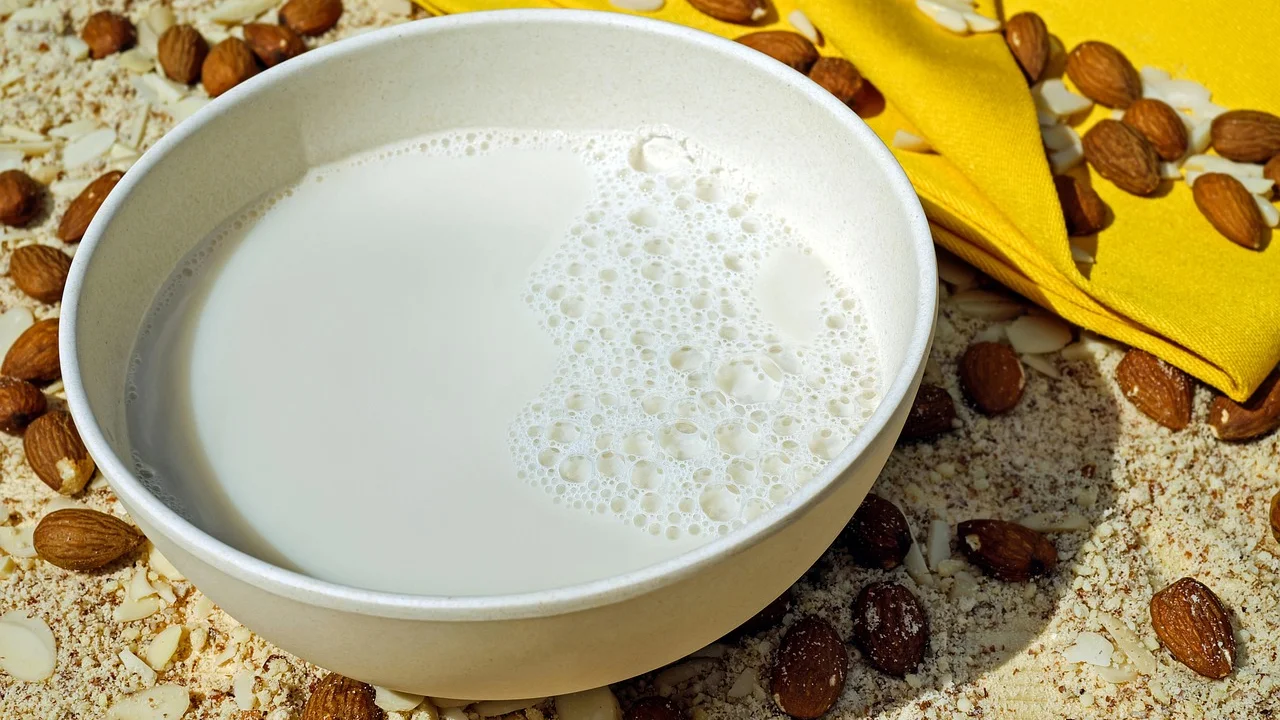Amêndoas hidratadas prontas para o preparo no liquidificador.