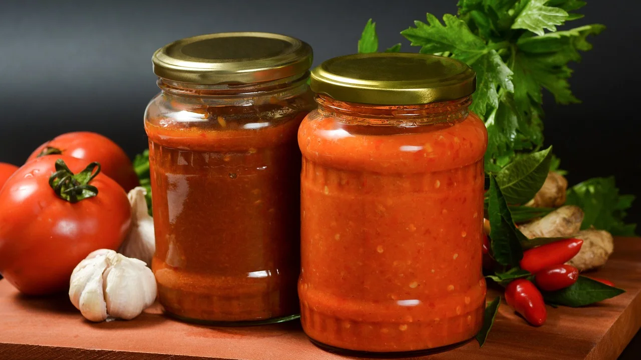 Molho de pimenta caseiro servido em frasco de vidro