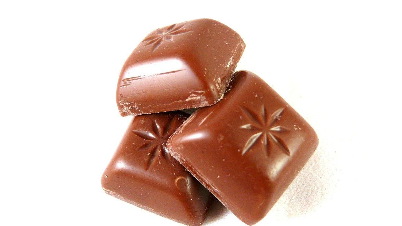 Quadrados de doce prontos para servir em forminhas de papel.