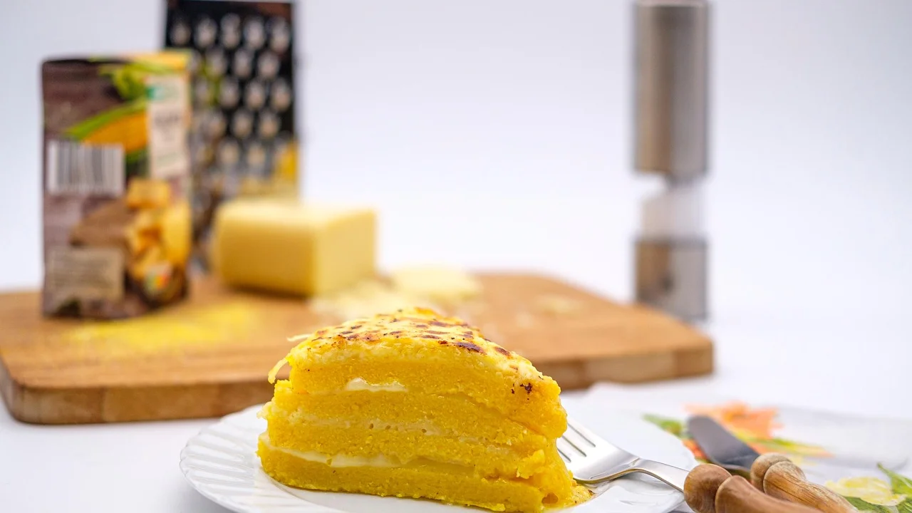 Polenta cremosa com molho de tomate e ervas frescas