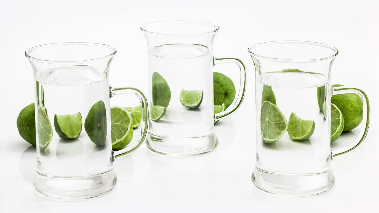 Ingredientes verdes sendo batidos no liquidificador com água gelada.