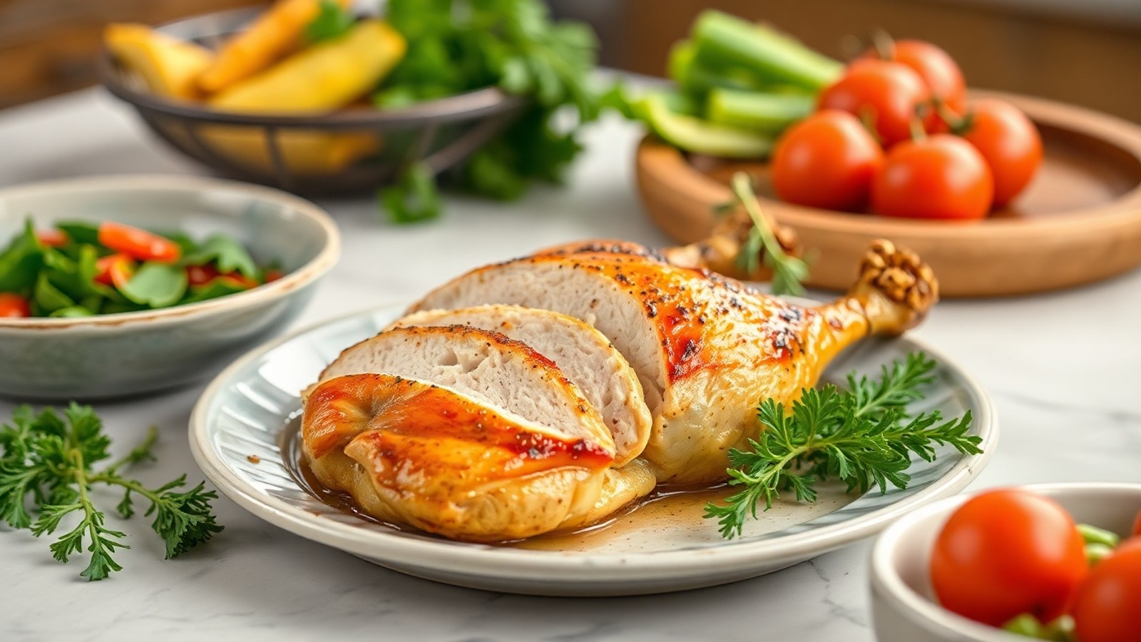 frango assado e legumes