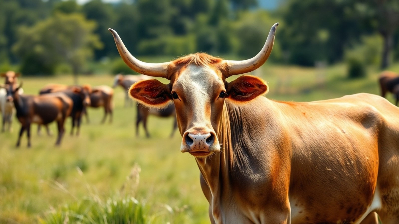 vaca com chifre pasto