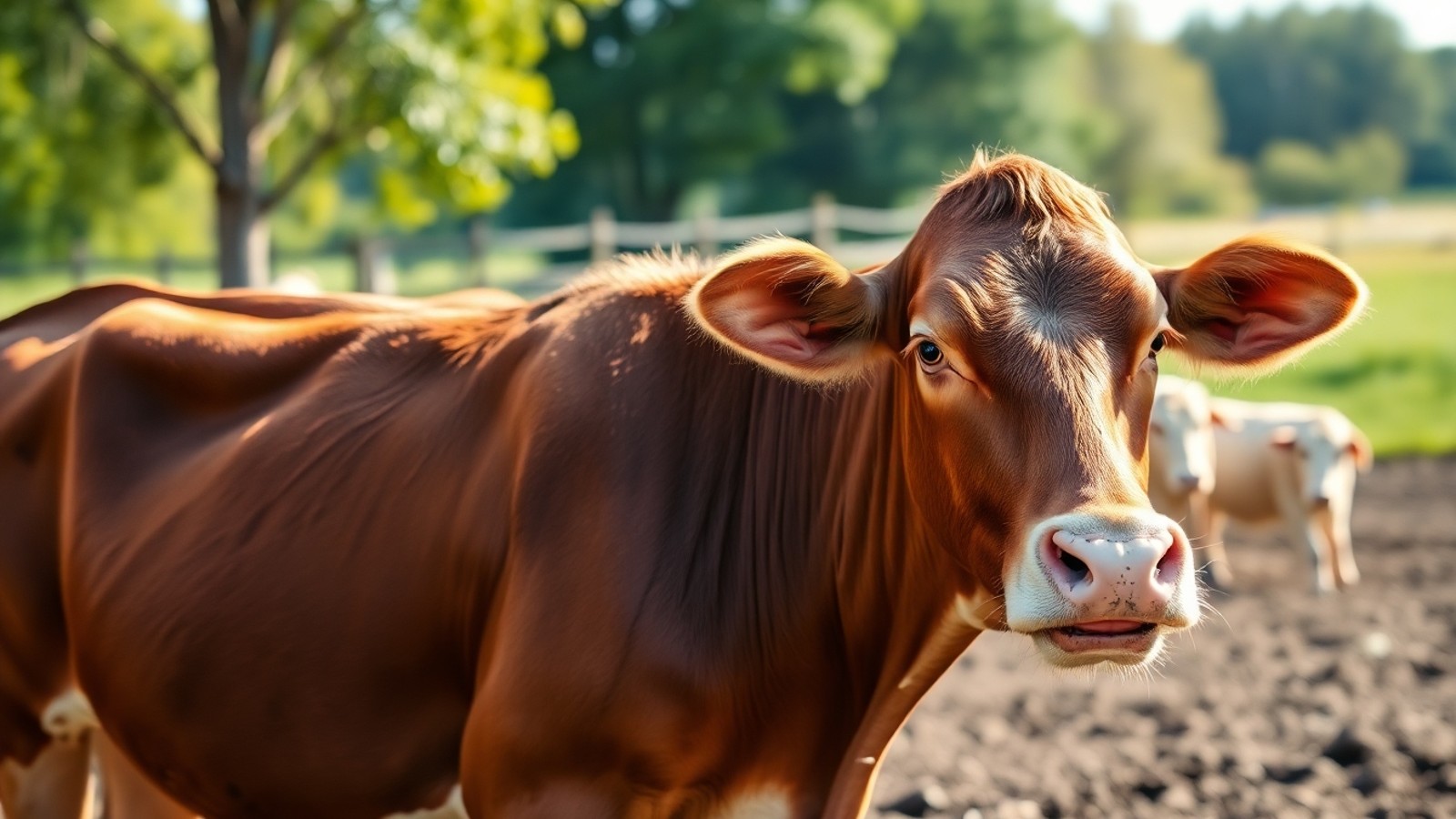 vaca marrom em fazenda