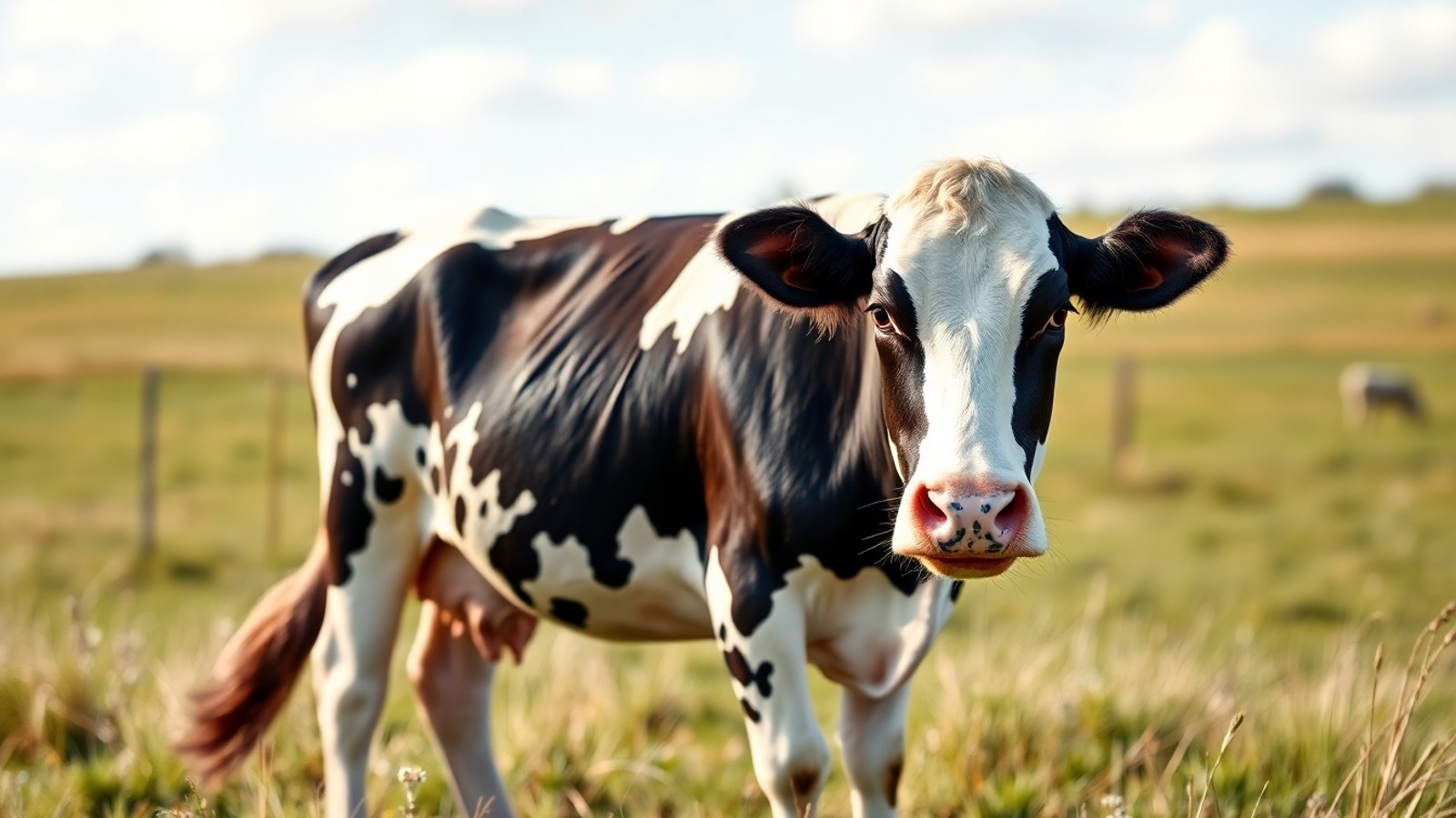 vaca preta e branca no pasto