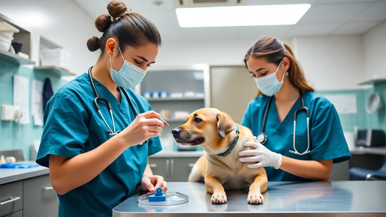 auxiliar veterinaria clinica organizando instrumentos