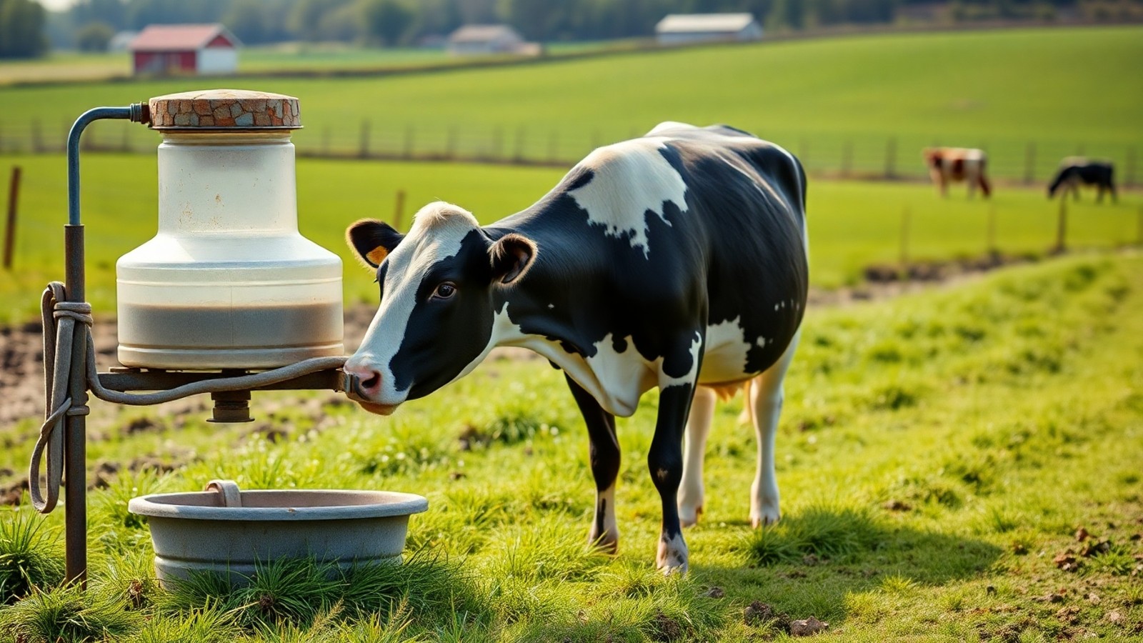 vaca comendo pasto e mineral bovino