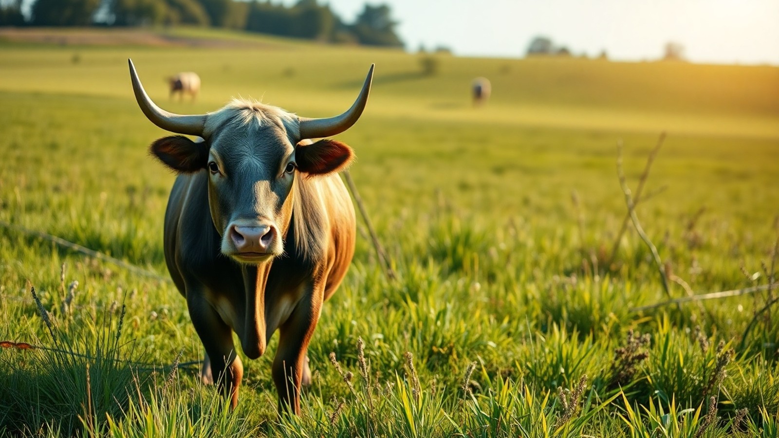 boi no pasto campo verde