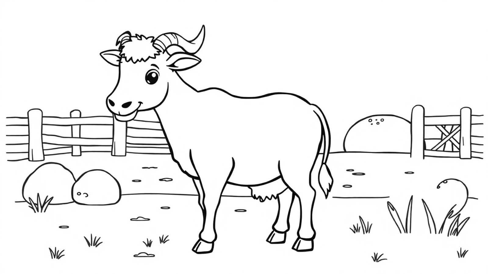 boi simples na fazenda para colorir