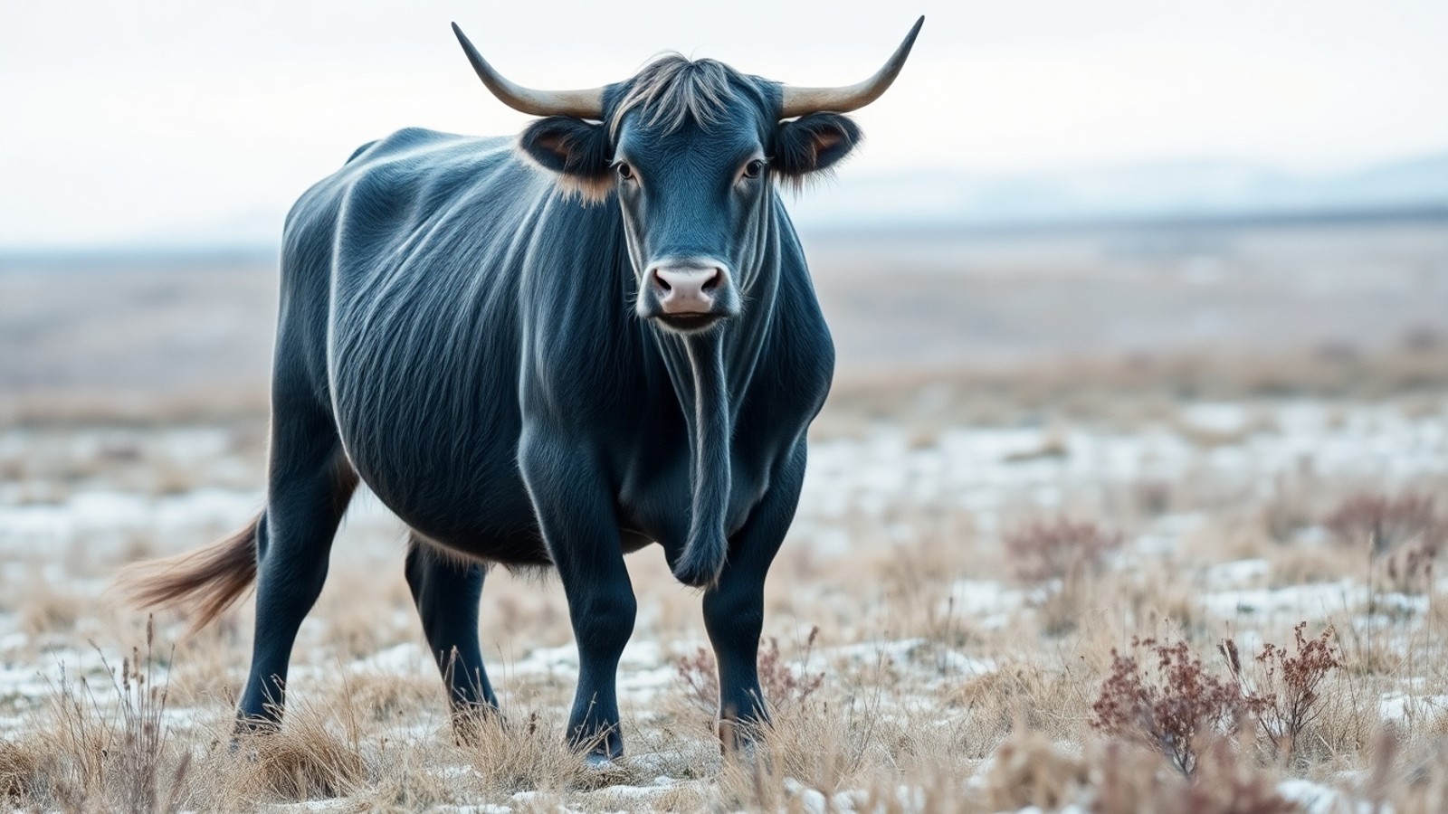 vaca azul em pasto baltico