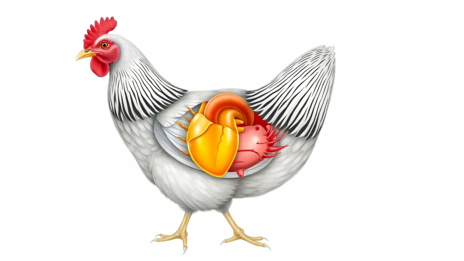 anatomia da galinha coracao unico