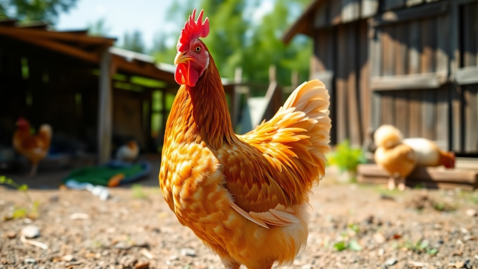 galinha laranja no quintal