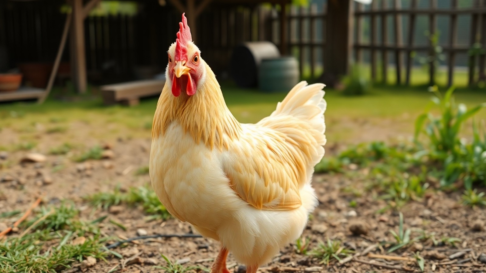 galinha loira plumagem clara rural