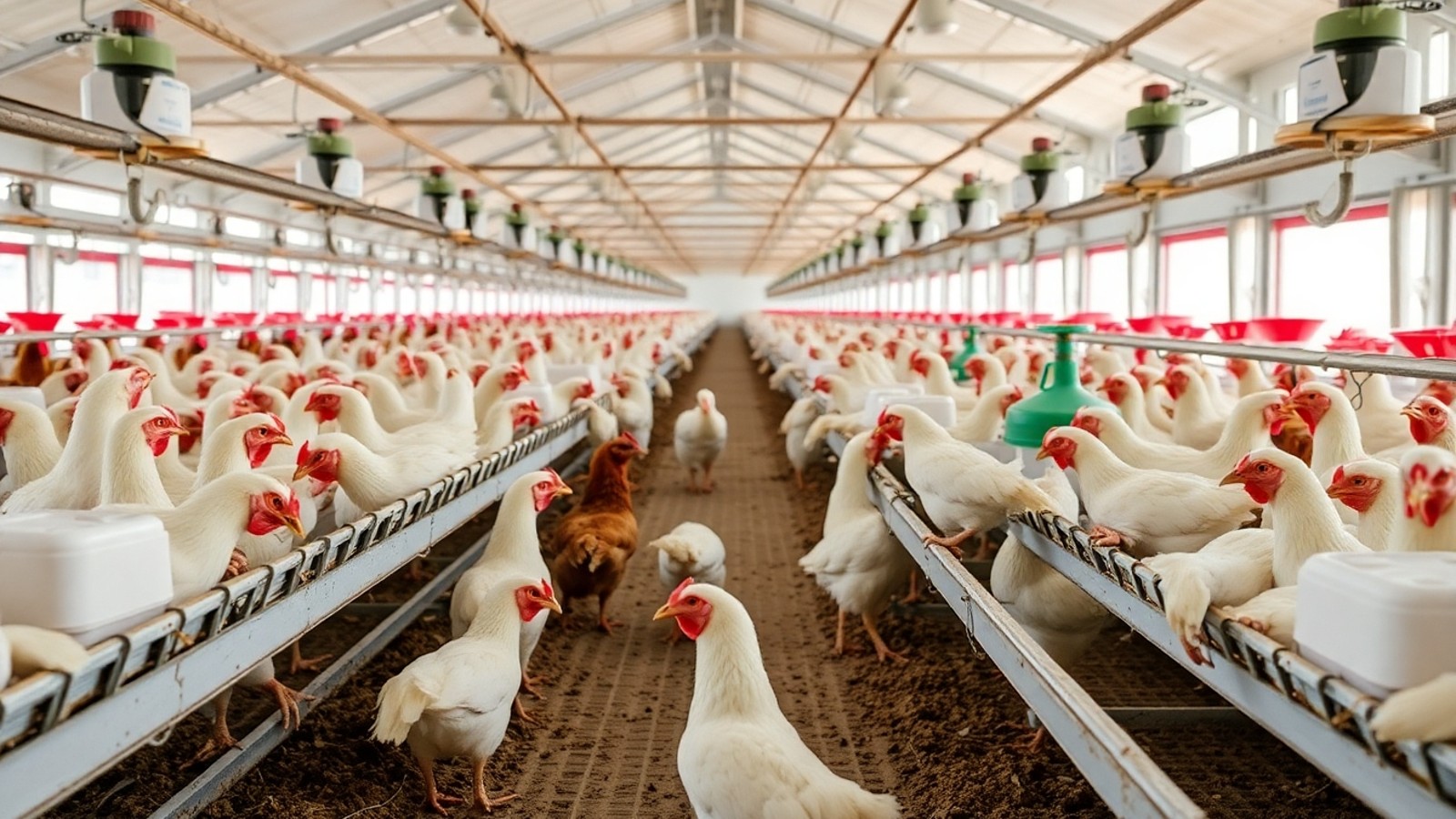 aves de postura em granja moderna