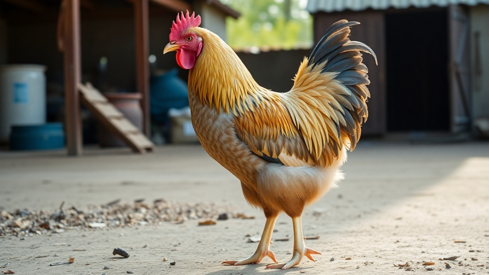 galinha brahma em patio rural