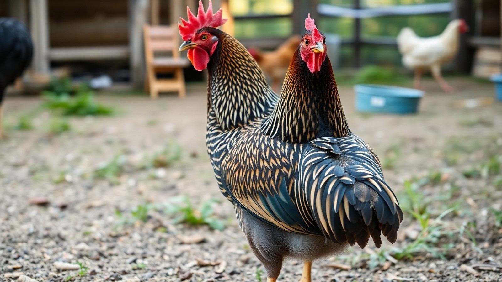 galinha carijo no quintal rural