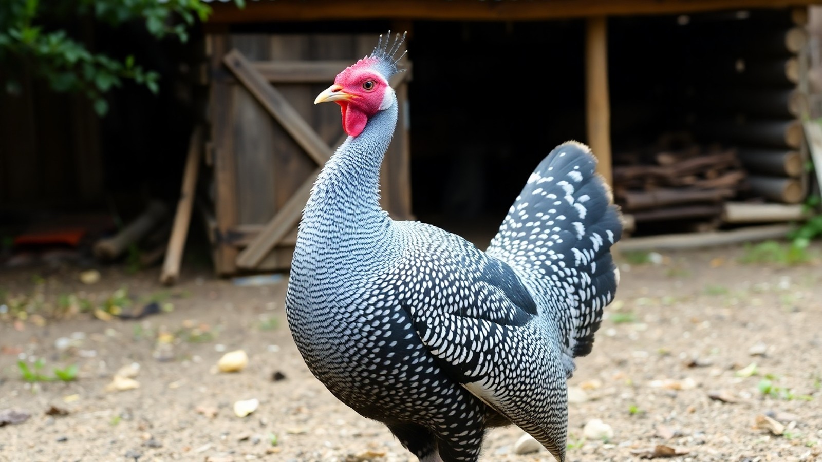 galinha guine no quintal rural