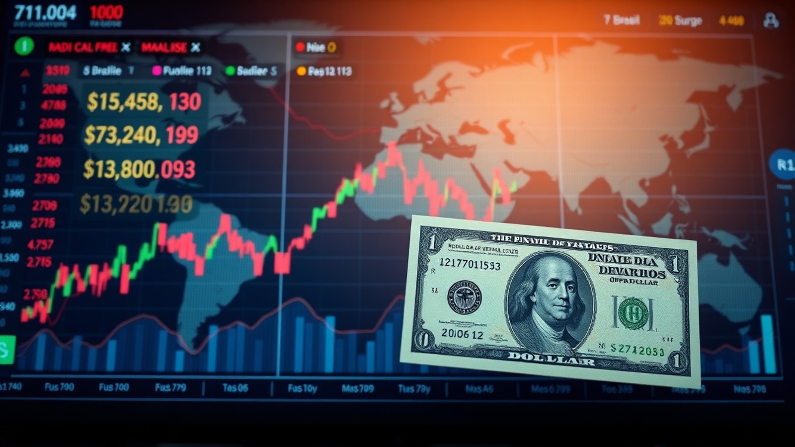 cotacao do dolar em painel financeiro