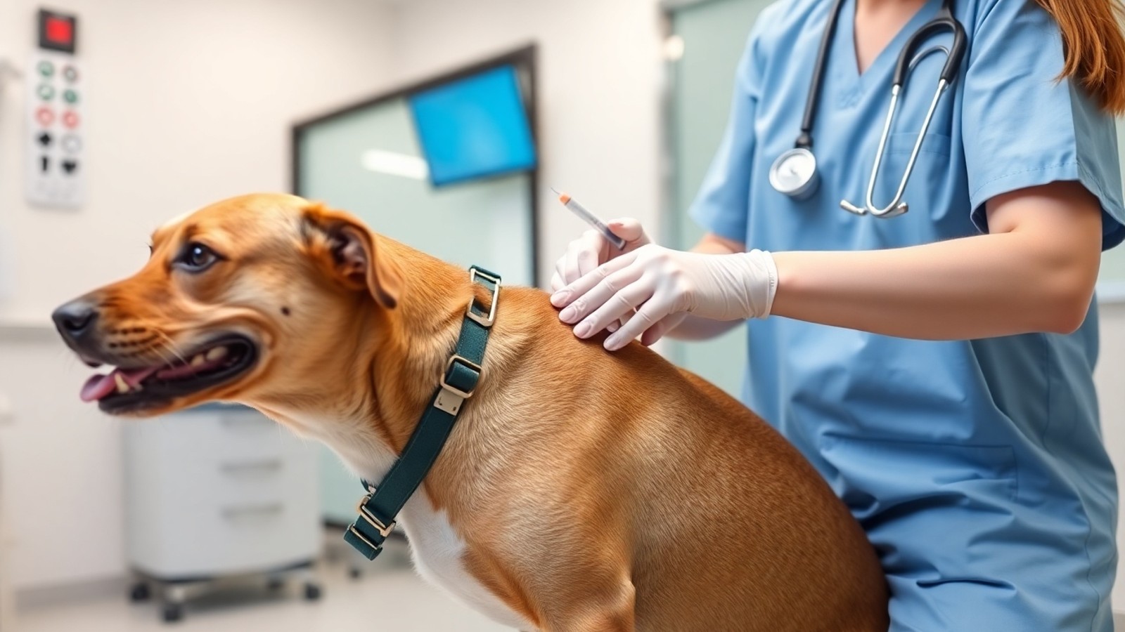 veterinario aplicando vacina antirrabica em cachorro