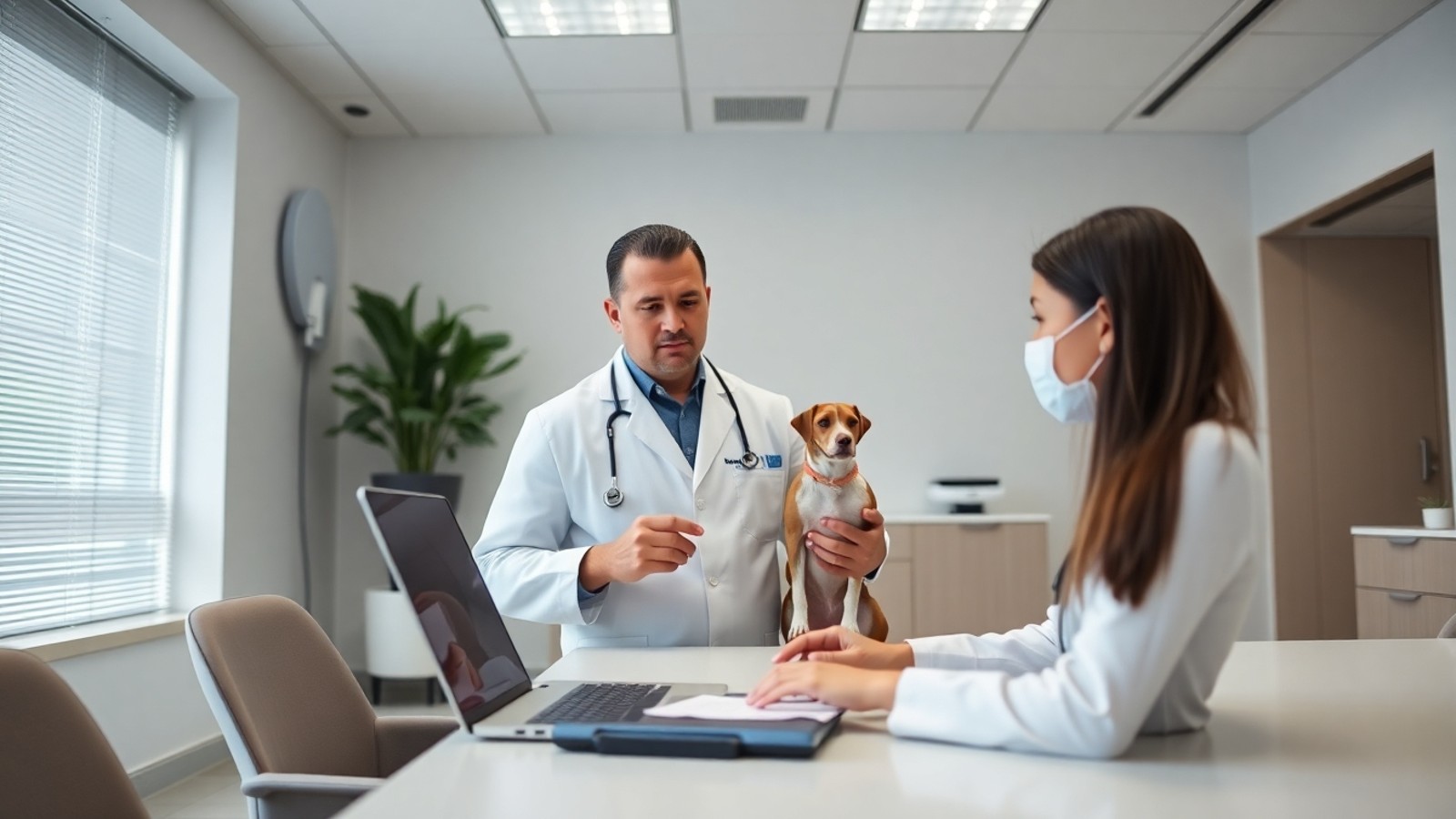 veterinario buscando vagas em laptop